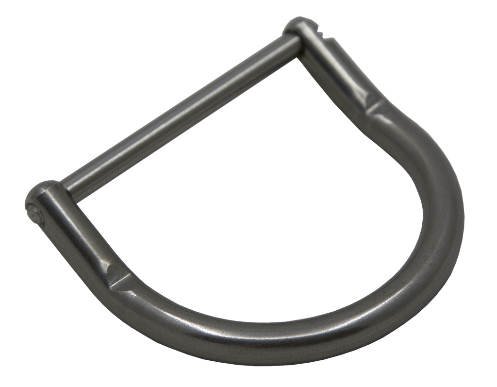 Angled stainless steel D-ring with screw 40 mm