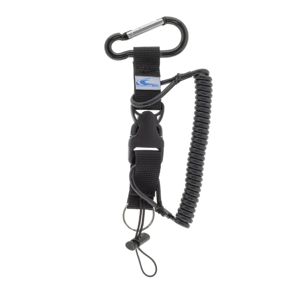 Mousqueton tire bouchon, spirale renforcée, 1 mousqueton Alu 80 mm + Anneau brisé inox 30 mm 