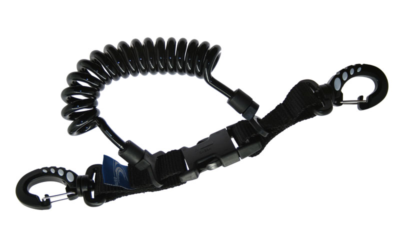 [ACCE00024] Mousqueton tire bouchon (spirale) avec 2 mousquetons inox