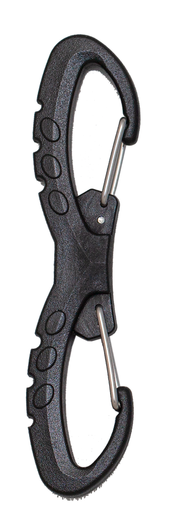 [SNAP00019-BLACK] Mousqueton double, plastique coloré, 100 mm (Noir)