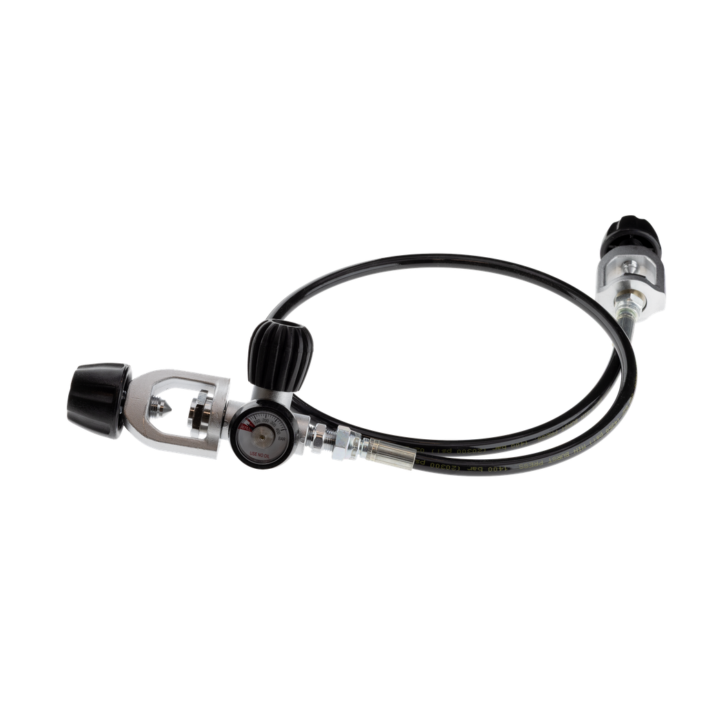 [GAUG00016] Lyre d'equipression avec manomètre, 1 mètre, étrier