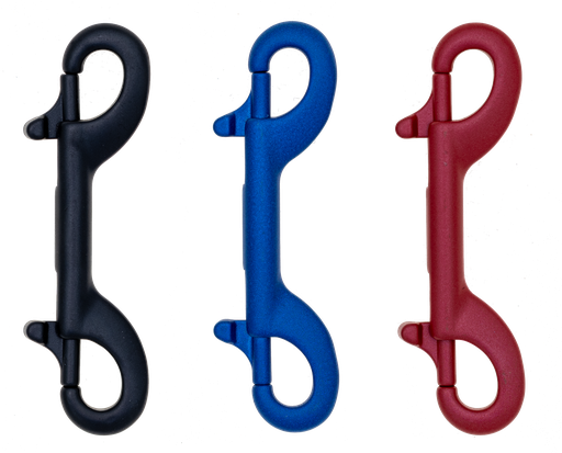 Double bolt snap hooks, stainless steel, coloured, 100 mm