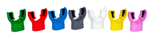 Coloured silicone regulator mouthpiece